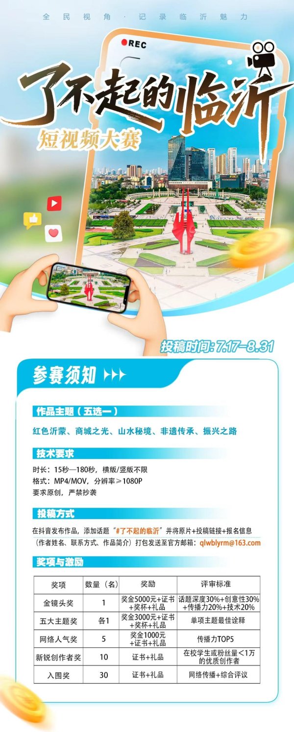 配资查询网 还有三天！快来“了不起的临沂”短视频大赛赢万元奖金